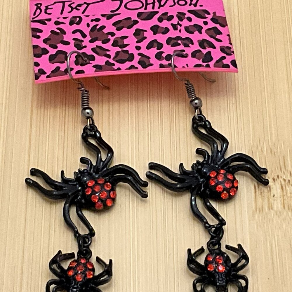 RARE Betsey Johnson Spider Necklace & Earring SET | Creep Show Goth Halloween - Picture 5 of 6